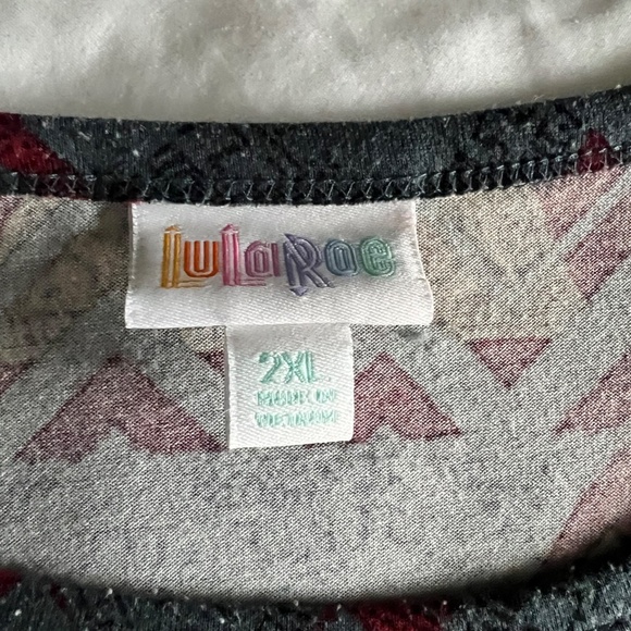 LulaRoe Carly Dress Garnet Gold Aztec - Picture 2 of 3